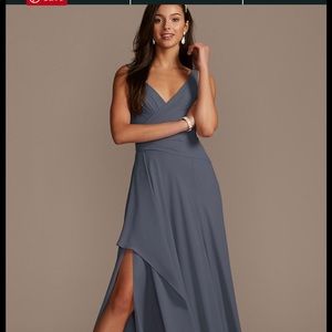 NWT Tank Georgette Cascade Bridesmaid Dress with Slit